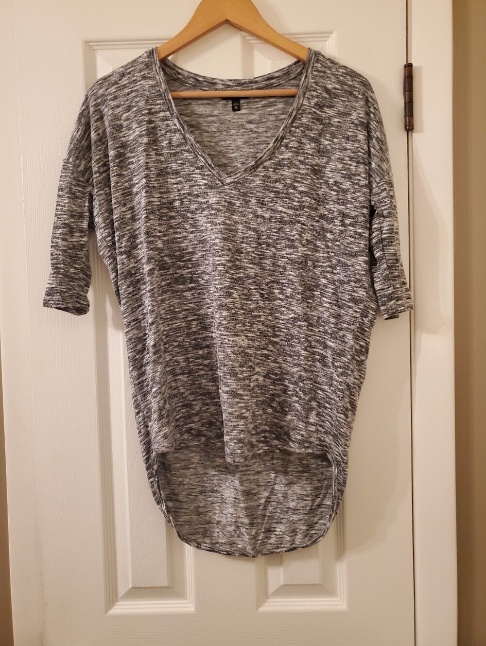 Express Heathered V-Neck Tunic Top - Gray XS Preowned